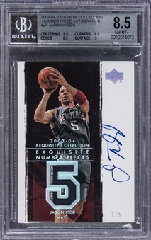 2003-04 UD "Exquisite Collection" Number Piece Autographs #JK Jason Kidd Signed Game Used Patch Card (#1/5) - BGS NM-MT+ 8.5/BGS 10 "1 of 1!"